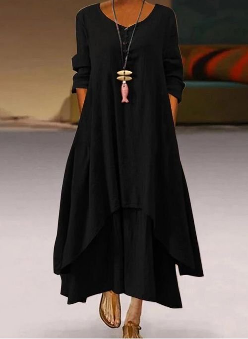 Sukienka maxi oversize z rękawem 3/4