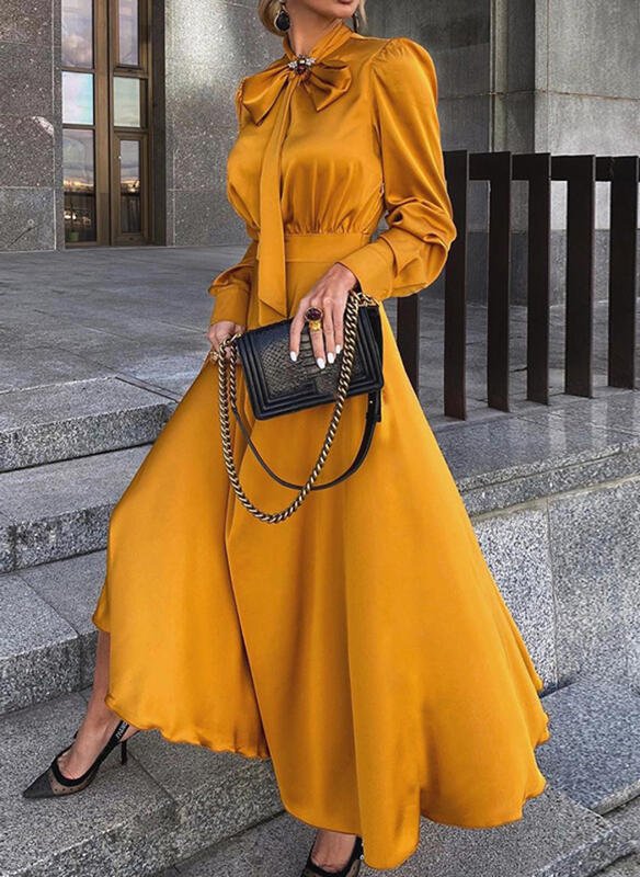 Sukienka maxi rozkloszowana wiązana pod szyją